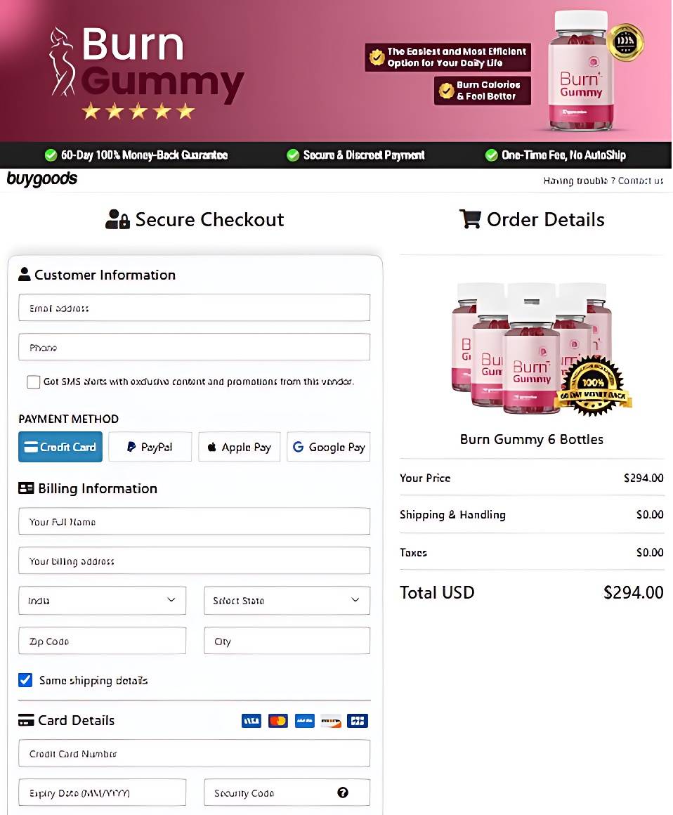 Burn Gummy Secure Order Page — Checkout